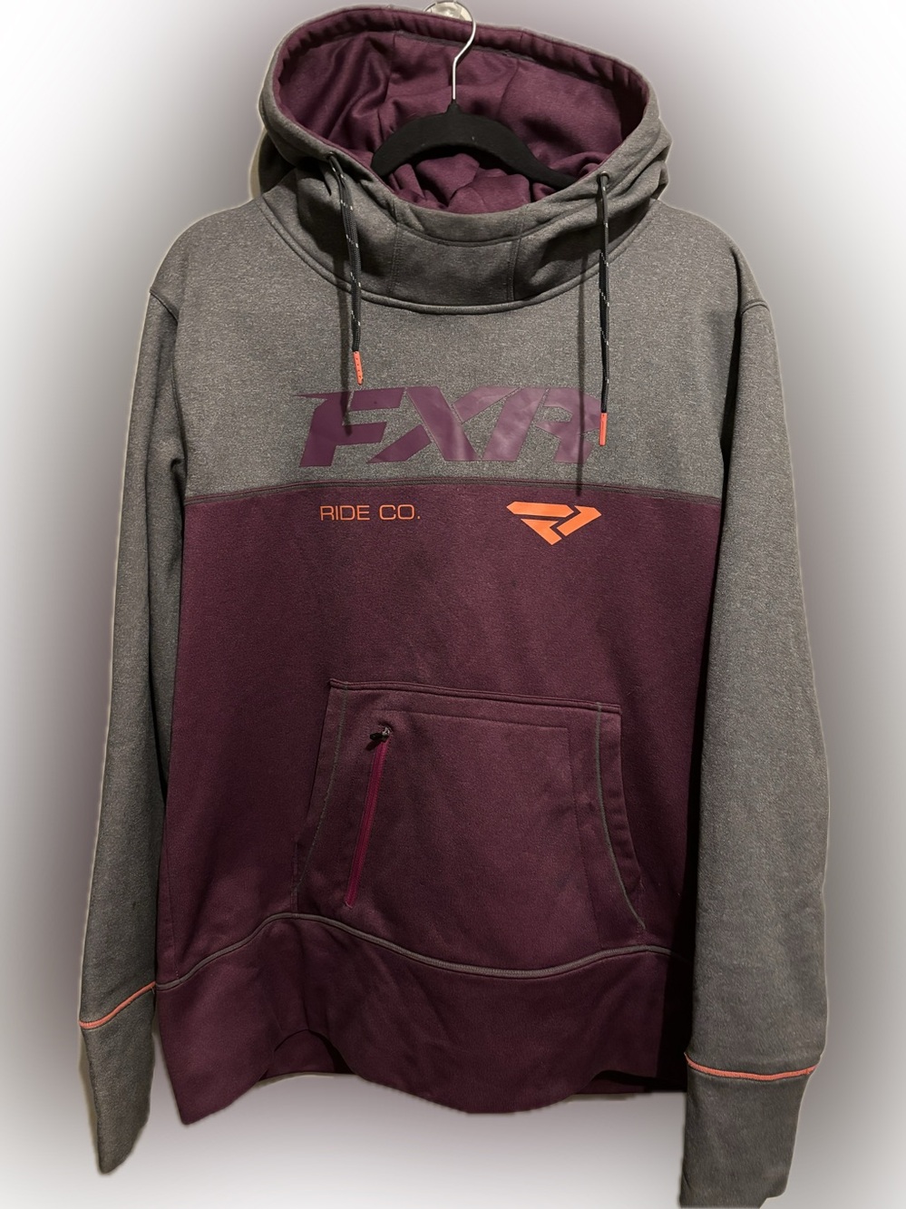 FXR Women's Two-Tone Pullover Hoodie in Plum and Gray